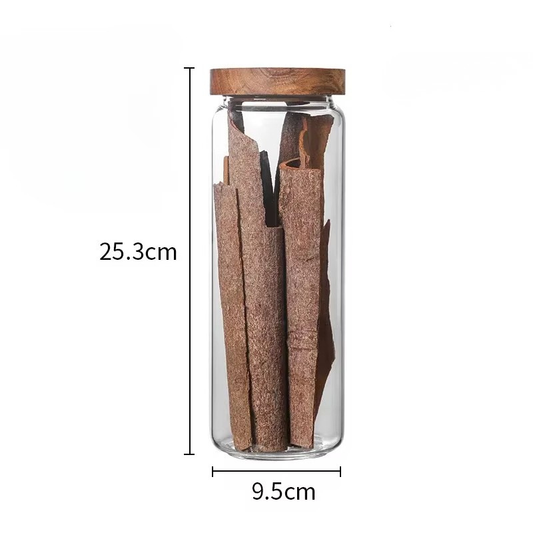 Glasburk med Trälock 1250 ml – Elegant Glasförvaring för Kök