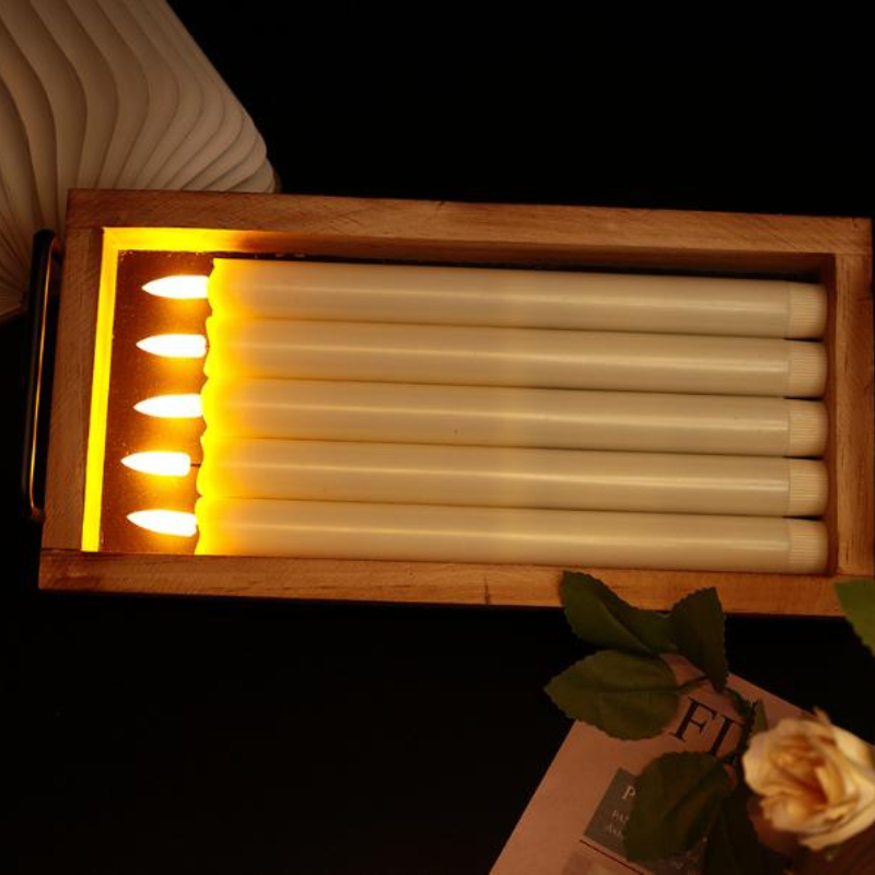 LED Kronljus 6-pack med Fjärrkontroll – Flammande Batteridrivna Ljus