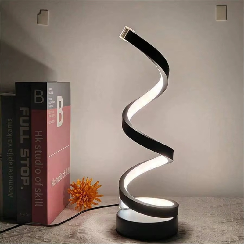 Spiralformad LED Bordslampa – Dimbar med 3 Ljuslägen