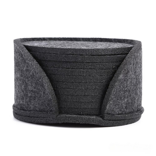 Runda Glasunderlägg i Filt – 10-pack med Förvaring