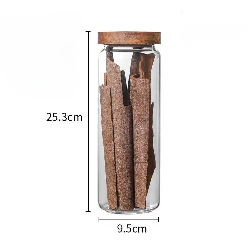 Glasburk med Trälock 1250 ml – Elegant Glasförvaring för Kök