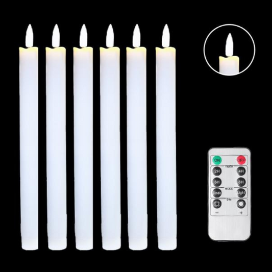 LED Kronljus 6-pack med Fjärrkontroll – Flammande Batteridrivna Ljus